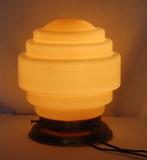 Fraai getrapt glazen Art Deco lampje in nikkelen montuur, Ophalen of Verzenden