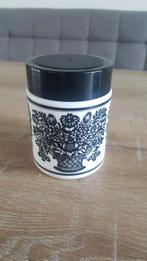 Vintage opal zwart wit bloemen potje voorraadpot, Ophalen of Verzenden, Gebruikt, Overige stijlen, Overige typen