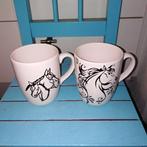 Bekers met afbeeldingen van paarden 2 stuks infinty, Huis en Inrichting, Keuken | Servies, Ophalen, Glas of Glazen, Gebruikt, Overige stijlen