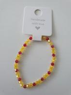 Handgemaakt armbandje geel/rood, Geel, Nieuw, Ophalen of Verzenden, Elastiek