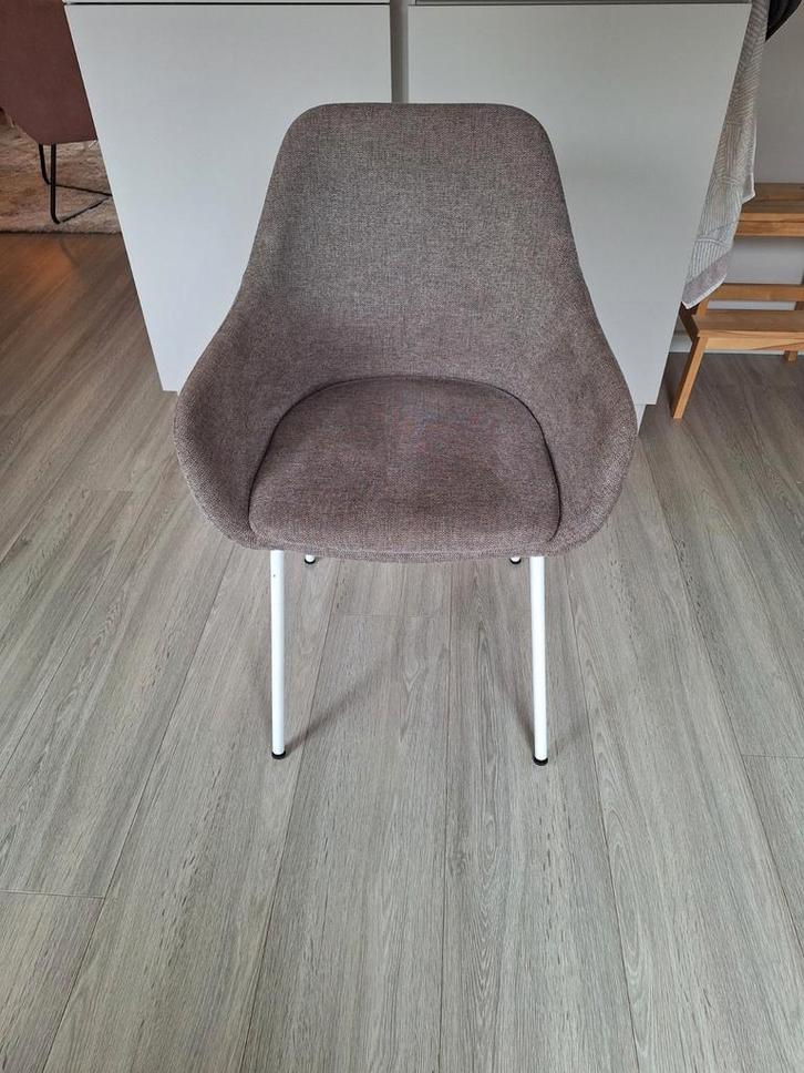 6 Taupe Eetkamerstoelen Kick Collection - In Goede Staat!, Huis en Inrichting, Stoelen, Stof, Overige kleuren, Ophalen
