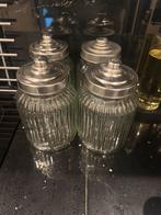 Set van 4 glazen voorraadpotten met metalen deksel, Ophalen of Verzenden, Zo goed als nieuw