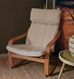 Ikea Witte Lounge Stoel met Voetensteun, Huis en Inrichting, Fauteuils, Hout, Ophalen of Verzenden, Zo goed als nieuw, 75 tot 100 cm