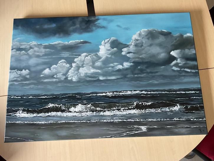Schilderij Zeegezicht - Louis Hagen Inspiratie (rek 3), Antiek en Kunst, Kunst | Schilderijen | Klassiek, Ophalen of Verzenden
