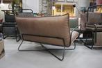 Leuke luxe 2-zits bank EARL Jess design metaal & leer, Huis en Inrichting, Fauteuils, Ophalen, Gebruikt, Metaal, 125 cm of meer