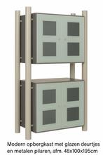 Moderne Opbergkast met Glazen Deurtjes, Huis en Inrichting, Kasten | Overige, Ophalen, Zo goed als nieuw