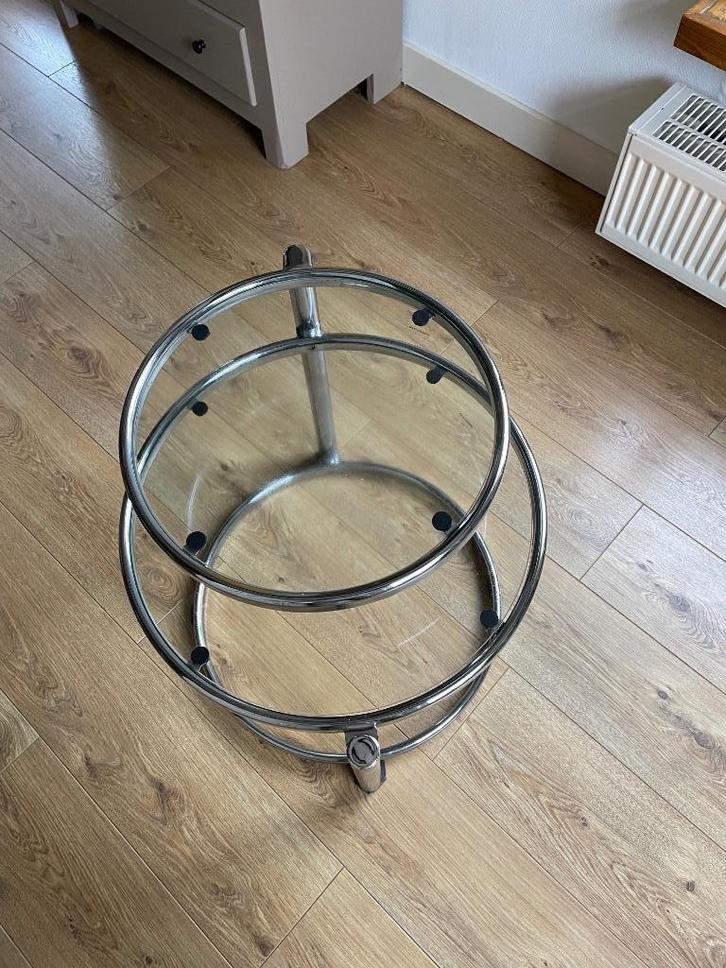 Design glazen salontafel, Huis en Inrichting, Tafels | Salontafels, Zo goed als nieuw, 50 tot 75 cm, Minder dan 50 cm, Minder dan 50 cm