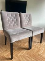 Twee zachte eetkamerstoelen grijs stof zwarte poten, Huis en Inrichting, Stoelen, Ophalen, Twee, Zo goed als nieuw, Stof
