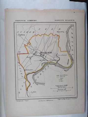 8 / Gemeente Bruggenum Limburg Litho uit 1866 door J. Kuyper beschikbaar voor biedingen