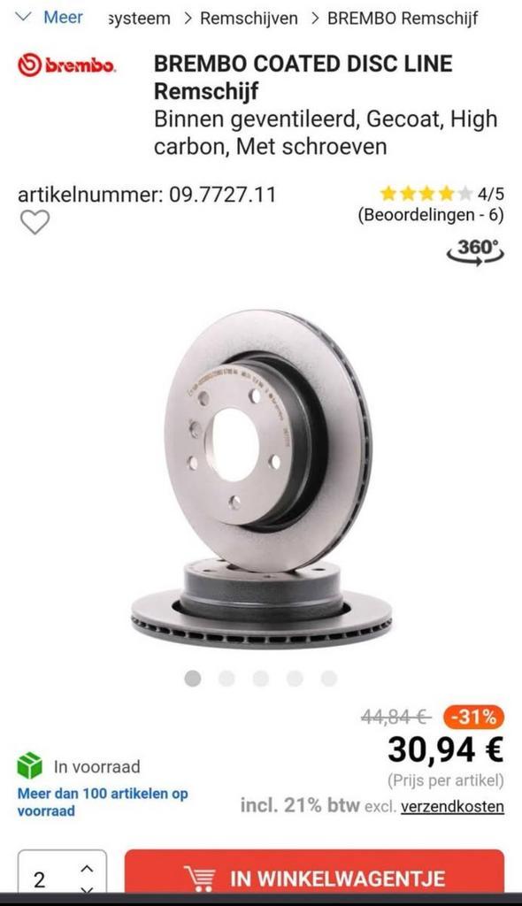 2x Brembo achteras remschijven – BMW E36 / E46 nieuw, Auto-onderdelen, Remmen en Aandrijving, BMW, Nieuw, Ophalen of Verzenden