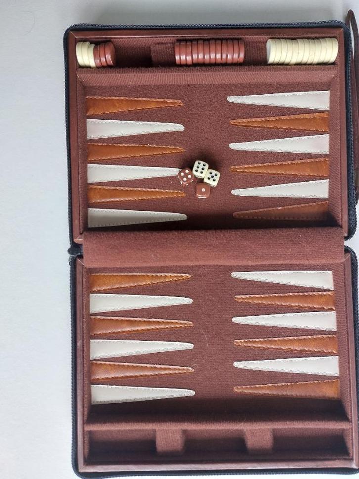 Backgammon op reisformaat, Hobby en Vrije tijd, Gezelschapsspellen | Bordspellen, Gebruikt, Een of twee spelers, Reisspel, Ophalen of Verzenden