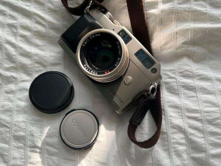 Contax G1 + Carl Zeiss 45mm f/2 Planar (groen label), Audio, Tv en Foto, Fotocamera's Analoog, Zo goed als nieuw, Spiegelreflex