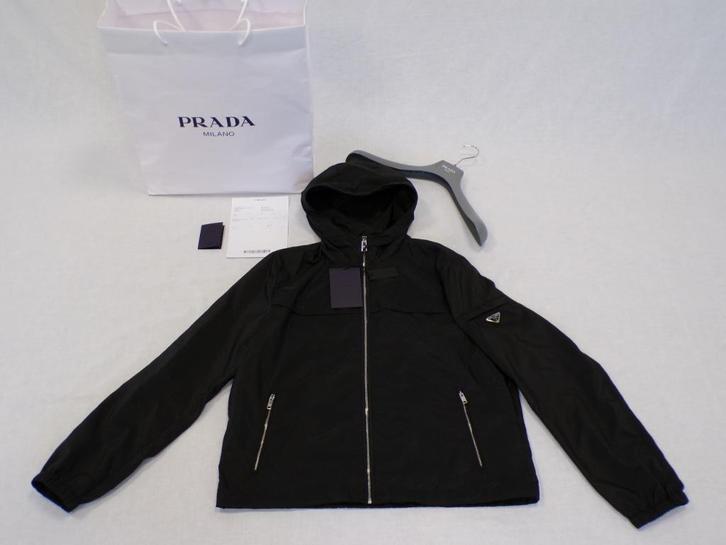 Prada Re-Nylon Hooded Blouson Jacket Black Size 56, Kleding | Heren, Jassen | Zomer, Nieuw, Maat 56/58 (XL), Zwart, Ophalen of Verzenden