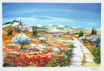 # Ella Fort # Uniek Kleurrijk Werk "Paysage Francais", Ophalen of Verzenden
