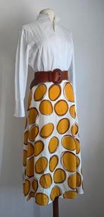 Transfer midirok oker retro look 38 tm 42, Kleding | Dames, Rokken, Verzenden, Geel, Zo goed als nieuw, Onder de knie