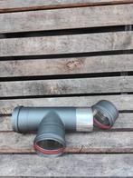 Roestvrijstaal T stuk + condensdop 80 mm, Doe-het-zelf en Verbouw, Buizen en Afvoer, Ophalen, Afvoer, Pvc, Zo goed als nieuw