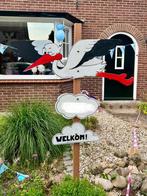 Geboortebord ooievaar, Kinderen en Baby's, Ophalen, Zo goed als nieuw, Geboortebord