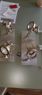 4 RVS Spotjes - Plafond/Wand, Gebruikt, Metaal of Aluminium, Ophalen of Verzenden, Industrieel