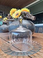 oma's brocante glazen stolp met onderbord voor bonbons, Ophalen of Verzenden, Gebruikt