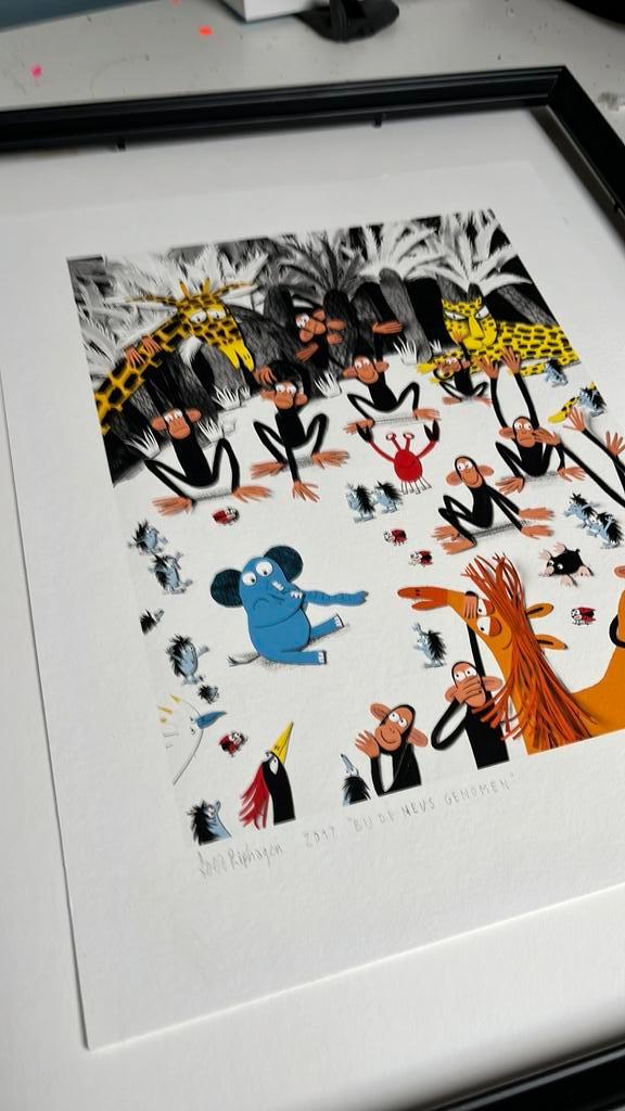 Litho van Loes Riphagen (Bij de Neus Genomen), Antiek en Kunst, Kunst | Litho's en Zeefdrukken, Ophalen of Verzenden