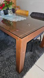 Eettafel met glasplaat, Huis en Inrichting, Tafels | Eettafels, Ophalen of Verzenden, Rechthoekig, 50 tot 100 cm