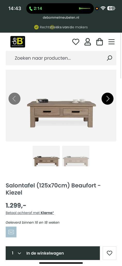 Beaufort Salontafel - Zo Goed Als Nieuw!, Huis en Inrichting, Tafels | Salontafels, Zo goed als nieuw, Minder dan 50 cm, 50 tot 100 cm