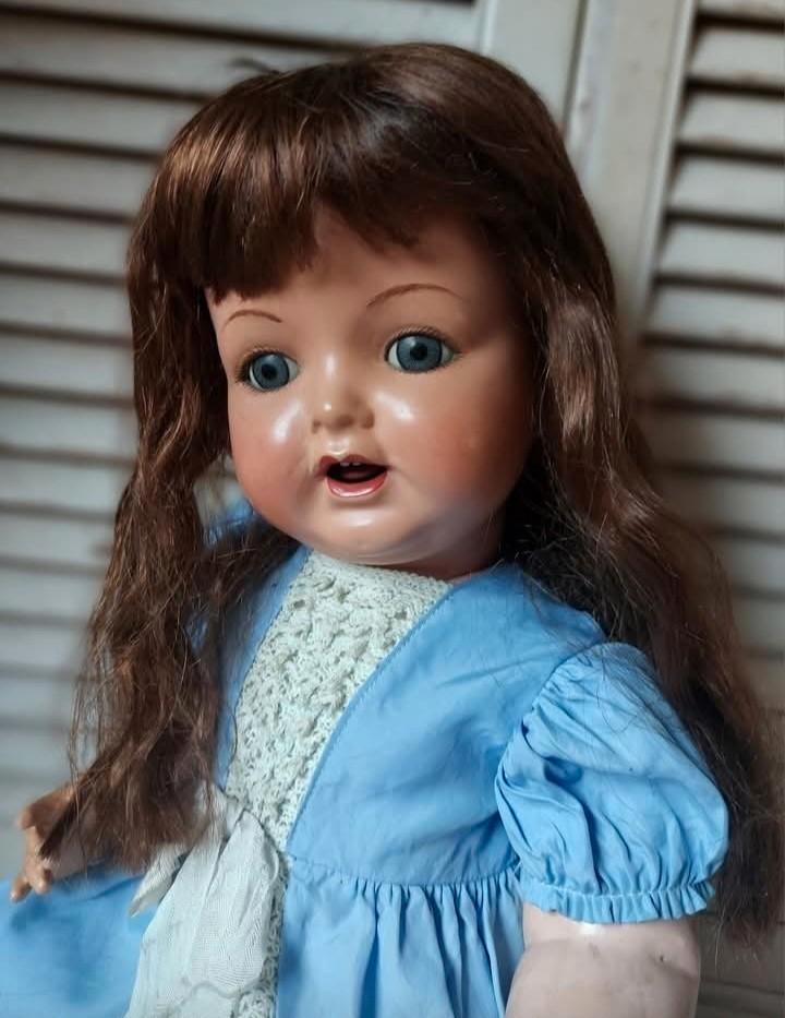 Antieke pop, heubach meisje met gerestaureerd hoofd, Verzamelen, Poppen, Gebruikt, Pop, Ophalen