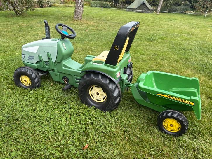 John Deere traptractor met kipper john deere groen, Kinderen en Baby's, Speelgoed | Buiten | Accuvoertuigen, Gebruikt, Ophalen