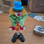 Glazen Clown met Blauwe Hoed murano glas, Overige kleuren, Ophalen of Verzenden, Minder dan 50 cm, Glas