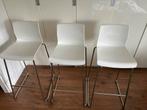3 Ikea Glenn Barkrukken - 75 cm Wit/Chroom, Huis en Inrichting, Barkrukken, Ophalen, Kunststof, Gebruikt, 60 tot 90 cm