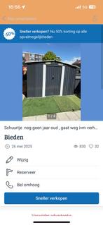 Bijna nieuw schuurtje/tuinhuis van metaal, Tuin en Terras, Ophalen, Zo goed als nieuw, Metaal