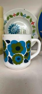 Arcopal Blauwe Bloemen Beker Vintage, Gebruikt, Ophalen of Verzenden, Glas, Effen