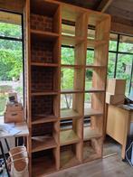 Unieke massief teakhouten vakkenkast - room divider, Huis en Inrichting, Kasten | Wandmeubels, Ophalen, 200 cm of meer, Teakhout