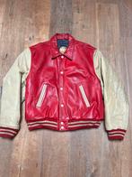 Vintage Redskins Leren Teddy Bomberjack Rood/Beige XL, Kleding | Heren, Jassen | Winter, Maat 56/58 (XL), Ophalen of Verzenden