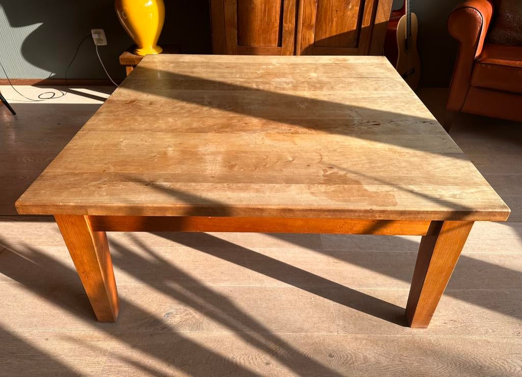Massief kersenhouten salontafel., Huis en Inrichting, Tafels | Salontafels, Gebruikt, 50 tot 100 cm, Vierkant, Kersenhout