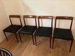 4x vintage eetkamerstoelen Lubke (jaren 50-60), Huis en Inrichting, Stoelen, Overige materialen, Gebruikt, Bruin, Vintage