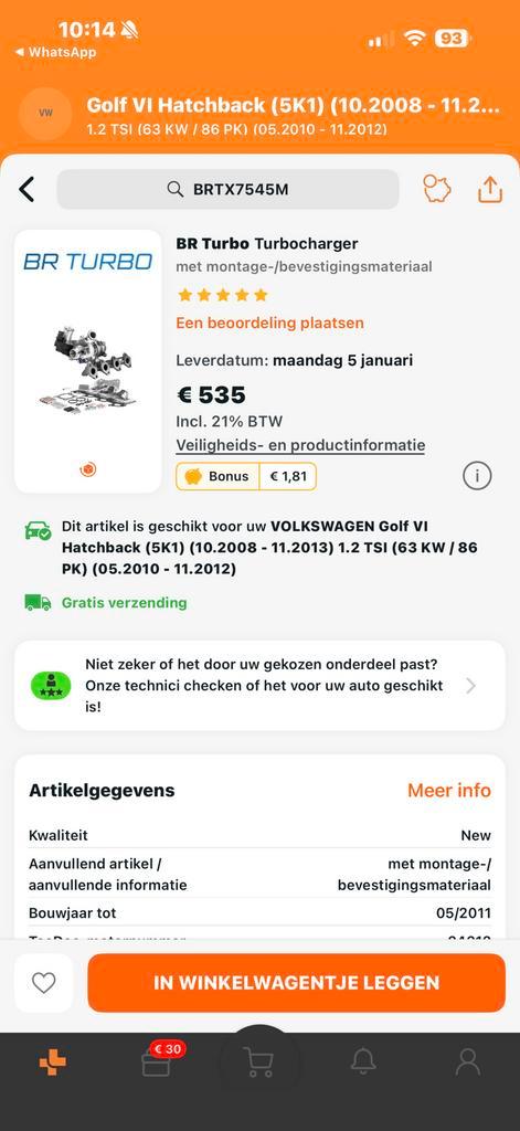 Nieuw turbo, Tickets en Kaartjes, Kortingen en Cadeaubonnen, Eén persoon, Kortingsbon