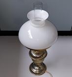 Omgebouwde olielamp naar elektrisch, Huis en Inrichting, Lampen | Tafellampen, 50 tot 75 cm, Verzenden, Glas