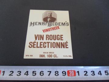 sticker HENRI BLOEM'S Vinotheek Vin Rouge Sélectionn;e 470*  beschikbaar voor biedingen