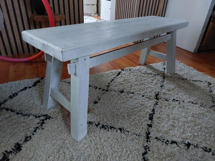 Witte houten tafel, Huis en Inrichting, Tafels | Eettafels, Gebruikt, 100 tot 150 cm, Minder dan 50 cm, tot twee personen, Rechthoekig