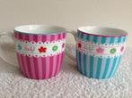 🌷2 Mooie Grote LIEF Mokken/ Bekers 250 ML., Keramiek, Nieuw, Ophalen of Verzenden, Overige stijlen