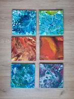 Diverse Acryl Pouring Schilderijen - 20x20cm, Ophalen