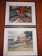 Twee Schilderijen - Abstract, Antiek en Kunst, Kunst | Schilderijen | Klassiek, Ophalen of Verzenden