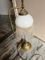 Oude Art Deco Lamp met Glazen Kap & Kralen, Ophalen, Gebruikt, Glas, Minder dan 50 cm