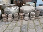 7 oude houten vijzels, Gebruikt, Rond, Ophalen of Verzenden, Nvt