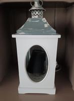 Houten wit/grijze lantaarn met zwart schermerlampje, 25 tot 50 cm, Ophalen of Verzenden, Zo goed als nieuw, Grijs