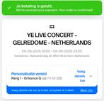 Kanye west ticket GelreDome 6-06-2026, Tickets en Kaartjes, Concerten | Pop, Eén persoon, Juni