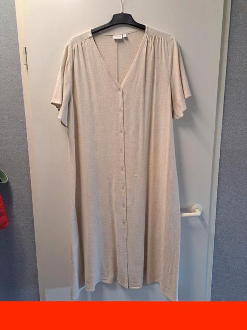 Dames Jurkje Linnen (tot op de kuit) z.g.a.n., Kleding | Dames, Jurken, Zo goed als nieuw, Maat 46/48 (XL) of groter, Beige, Onder de knie