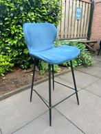 Barkrukken (velvet) donkerblauw 4x, Huis en Inrichting, Barkrukken, 4 krukken, Ophalen, Zo goed als nieuw
