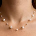 Mooie Ketting Choker Parels met slotje, Sieraden, Tassen en Uiterlijk, Kettingen, Kunststof, Verstelbaar, Wit, Ophalen of Verzenden